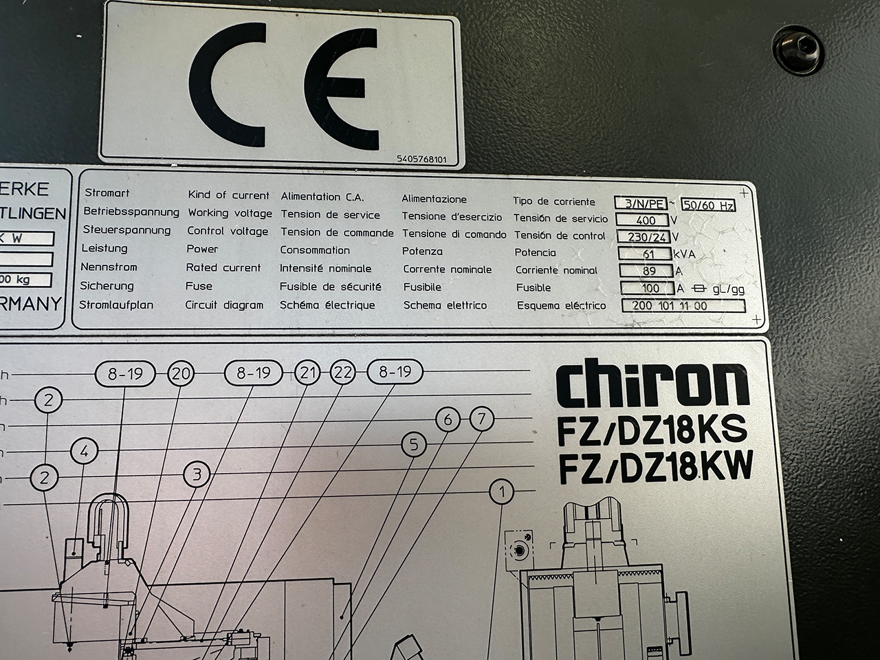 Chiron DZ18.2K W Yüksek Hızlı CNC İşleme Merkezi BA2317, kullanılmış