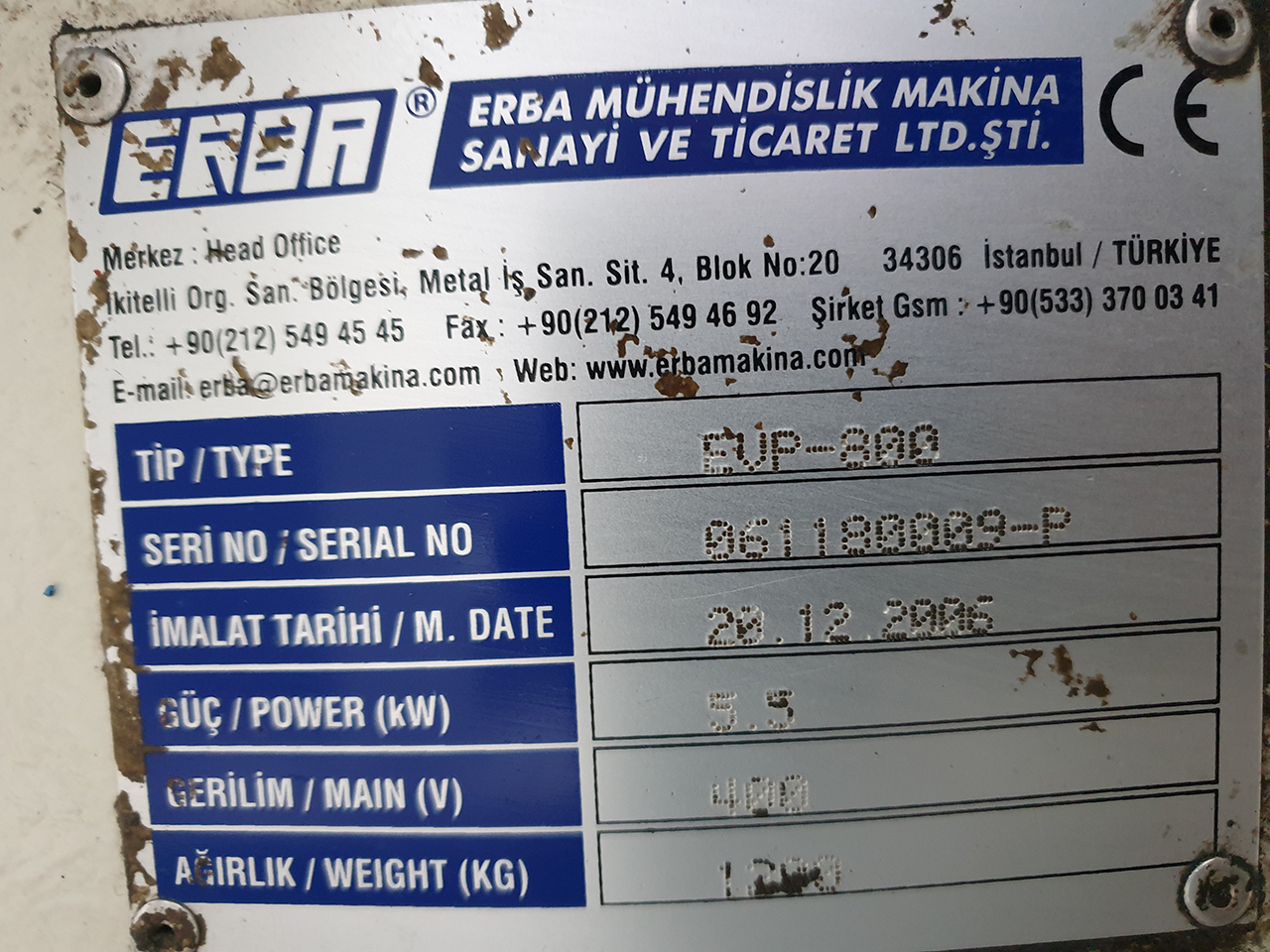 ERBA EVP-800 rotary vibratory finishing machine GA2228, used