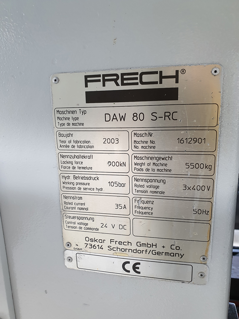 Frech DAW 80 S-RC hot chamber die casting machine WK1409, used