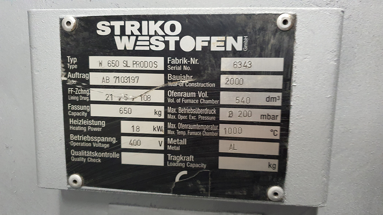 StrikoWestofen W 650 SL ProDos3 Dosing Furnace O1745, used