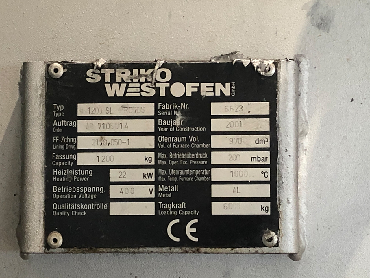 StrikoWestofen W 1200 SL ProDos DPC Forno di dosaggio O1814, usato